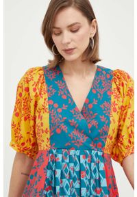 Weekend Max Mara sukienka bawełniana mini rozkloszowana. Materiał: bawełna. Długość rękawa: krótki rękaw. Typ sukienki: rozkloszowane. Długość: mini #4