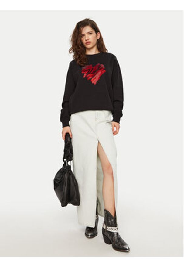 Karl Lagerfeld - KARL LAGERFELD Bluza A1W20045 Czarny Regular Fit. Typ kołnierza: dekolt w karo. Kolor: czarny. Materiał: bawełna