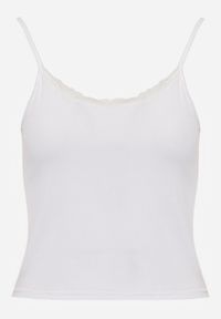 Renee - Biały Bieliźniany Top z Bawełny z Koronką na Regulowanych Ramiączkach Beralisse. Kolor: biały. Materiał: bawełna, koronka. Długość rękawa: na ramiączkach. Wzór: koronka. Sezon: zima, wiosna, lato #4