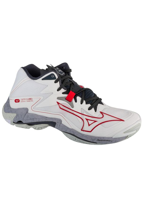 Mizuno - Buty do siatkówki męskie, Wave Lightning Z8 Mid. Kolor: biały. Model: Mizuno Wave. Sport: siatkówka