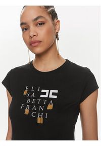 Elisabetta Franchi T-Shirt MA-008-41E2-V160 Czarny Regular Fit. Kolor: czarny #3
