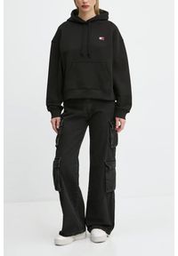 Tommy Jeans - TOMMY JEANS Czarna damska bluza, Rozmiar L. Kolor: czarny