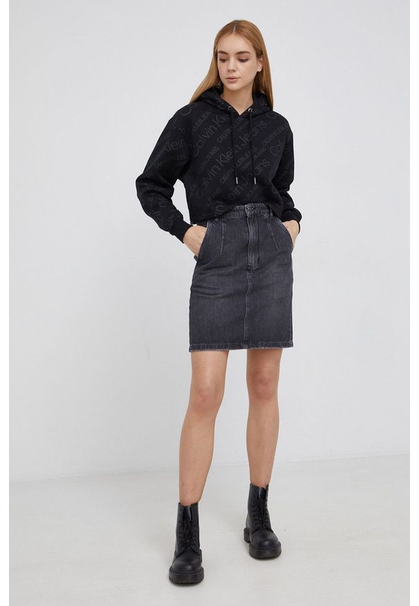 Drykorn Spódnica jeansowa Belou kolor szary mini prosta. Okazja: na co dzień. Stan: podwyższony. Kolor: szary. Materiał: jeans. Styl: casual