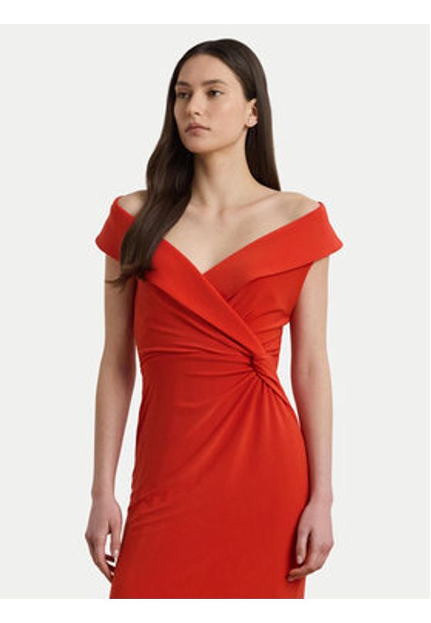 Lauren Ralph Lauren - LAUREN RALPH LAUREN Sukienka wieczorowa 253863940024 Pomarańczowy Slim Fit. Kolor: pomarańczowy. Materiał: syntetyk. Styl: wizytowy