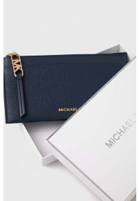 MICHAEL Michael Kors portfel skórzany damski kolor granatowy. Kolor: niebieski. Materiał: skóra #3