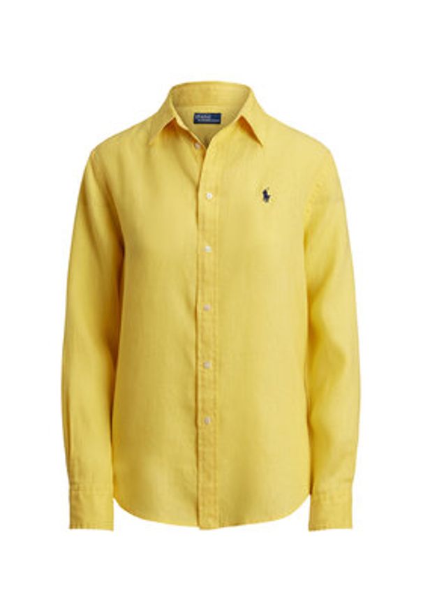 Polo Ralph Lauren Koszula 211970730502 Żółty Regular Fit. Typ kołnierza: polo. Kolor: żółty. Materiał: len