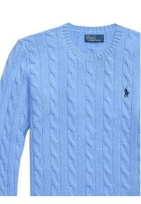 Polo Ralph Lauren Sweter 211971865004 Niebieski Slim Fit. Typ kołnierza: polo. Kolor: niebieski. Materiał: wełna