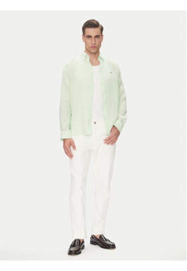 TOMMY HILFIGER - Tommy Hilfiger Koszula MW0MW34602 Zielony Regular Fit. Kolor: zielony. Materiał: len