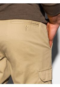 Ombre Clothing - Spodnie męskie joggery P893 - camel - XXL. Materiał: bawełna, elastan. Wzór: aplikacja #8
