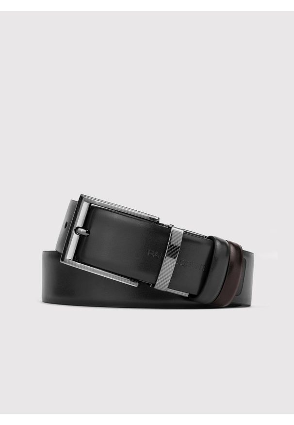 Pako Lorente - Dwustronny skórzany pasek męski. Materiał: skóra