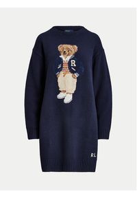 Polo Ralph Lauren Sukienka dzianinowa 211941576001 Granatowy Relaxed Fit. Typ kołnierza: polo. Kolor: niebieski. Materiał: wełna