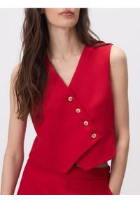 Reserved - Garniturowa kamizelka z wiskozą - czerwony. Kolor: czerwony. Materiał: wiskoza