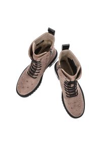 Brązowe Botki S.Barski Ocieplane Obuwie Damskie. Okazja: na co dzień. Kolor: brązowy. Materiał: materiał. Wzór: aplikacja. Obcas: na obcasie. Styl: casual. Wysokość obcasa: średni #5