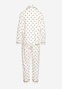 Renee - Biało-Czarny 2-Częściowy Komplet Piżamowy Koszula w Drobne Serca Spodnie z Długimi Nogawkami Rivasielia. Kolor: biały. Materiał: tkanina. Długość: długie #5
