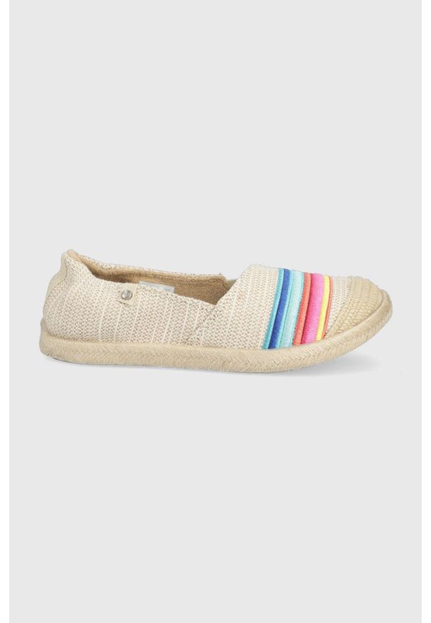 Roxy - Espadryle. Nosek buta: okrągły. Kolor: beżowy. Materiał: guma