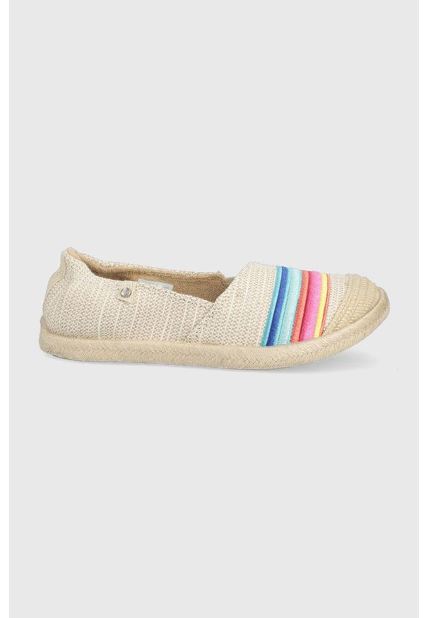 Roxy - Espadryle. Nosek buta: okrągły. Kolor: beżowy. Materiał: materiał, włókno, guma