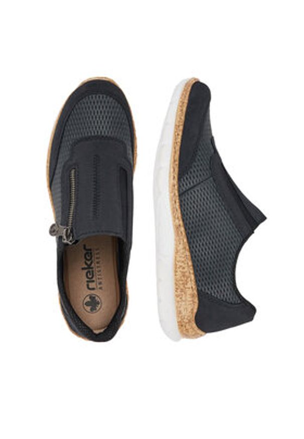 Rieker Sneakersy N42F3-14 Granatowy. Kolor: niebieski. Materiał: materiał