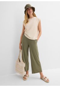 bonprix - Spodnie z dżerseju 7/8, z lejącej mieszanki wiskozy. Kolor: zielony. Materiał: wiskoza, jersey #2