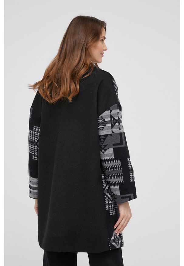 Answear Lab płaszcz z wełną kolor czarny przejściowy oversize. Kolor: czarny. Materiał: wełna. Styl: wakacyjny