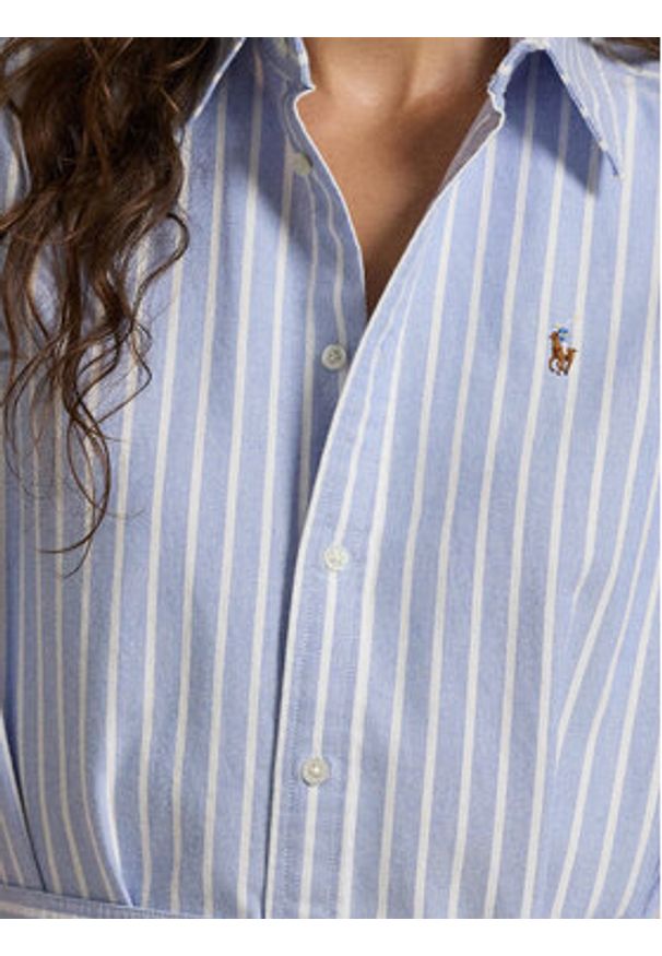 Polo Ralph Lauren Sukienka koszulowa 211959901001 Błękitny Regular Fit. Typ kołnierza: polo. Kolor: niebieski. Materiał: bawełna. Typ sukienki: koszulowe