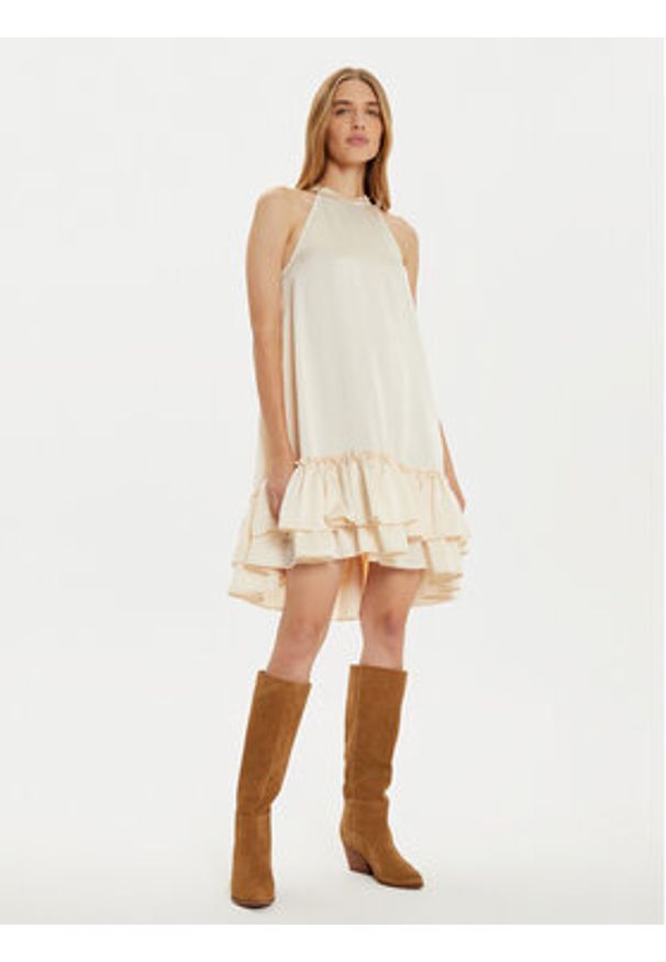 YAS Sukienka koktajlowa Eleanor 26034241 Écru Regular Fit. Materiał: syntetyk. Styl: wizytowy