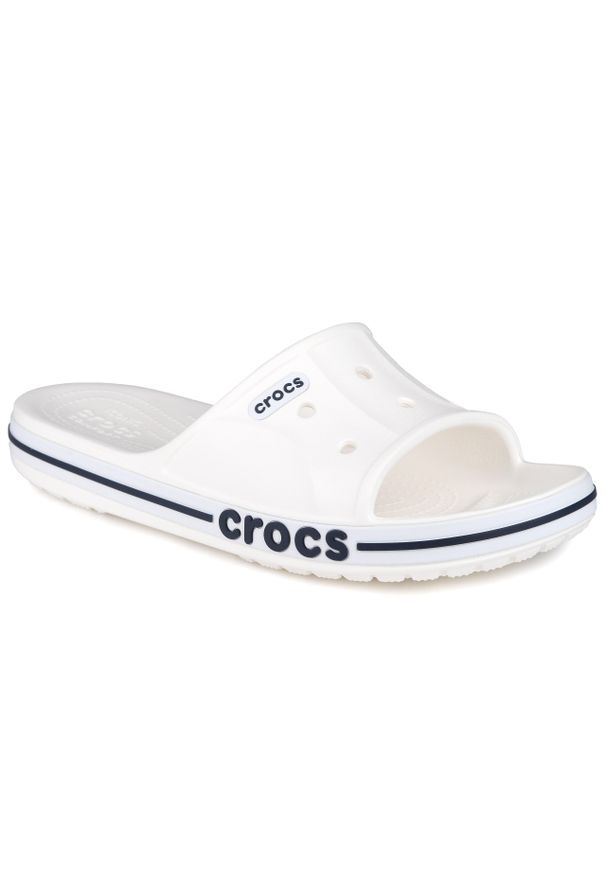Klapki męskie basenowe Crocs BAYABAND SLIDE. Kolor: czarny, biały, wielokolorowy