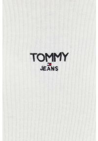 Tommy Jeans sweter damski kolor beżowy z półgolfem. Kolor: beżowy. Materiał: poliester, dzianina. Długość rękawa: raglanowy rękaw #3