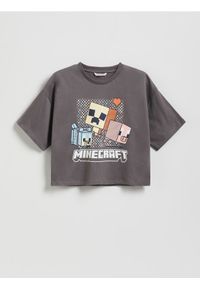 Reserved - Bawełniany t-shirt Minecraft - ciemnoszary. Kolor: szary. Materiał: bawełna. Długość: krótkie #1