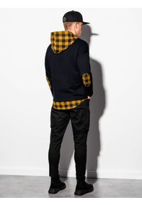 Ombre Clothing - Bluza męska z kapturem B1014 - czarna - XXL. Typ kołnierza: kaptur. Kolor: czarny. Materiał: materiał, poliester, bawełna