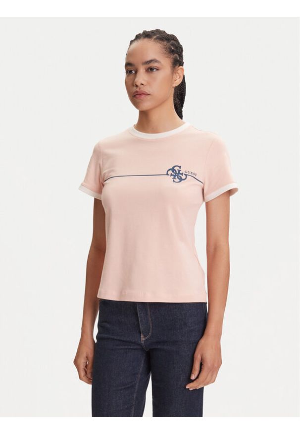 Guess T-Shirt V5YI01 J1314 Różowy Regular Fit. Kolor: różowy. Materiał: bawełna
