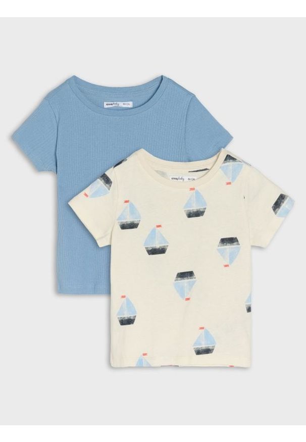 Sinsay - Koszulki z krótkim rękawem 2 pack - kremowy. Kolor: kremowy. Długość rękawa: krótki rękaw. Długość: krótkie