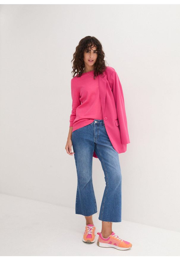 bonprix - Bluzka z długim rękawem z czystej bawełny organicznej. Kolor: różowy. Materiał: bawełna. Długość rękawa: długi rękaw. Długość: długie