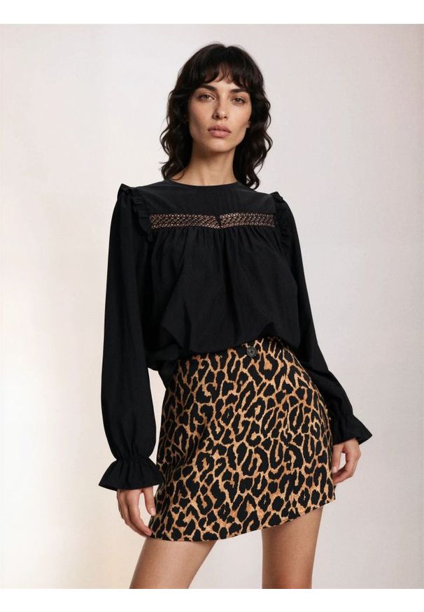 Sinsay - Spódnico-spodenki z wiskozą w panterkę - wielobarwny. Materiał: wiskoza. Wzór: motyw zwierzęcy