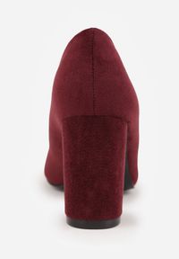 Born2be - Bordowe Klasyczne Czółenka na Obcasie z Wkładką ze Skóry Naturalnej Maithra. Okazja: do pracy, na spotkanie biznesowe. Kolor: czerwony. Materiał: skóra. Obcas: na obcasie. Styl: klasyczny. Wysokość obcasa: średni #9