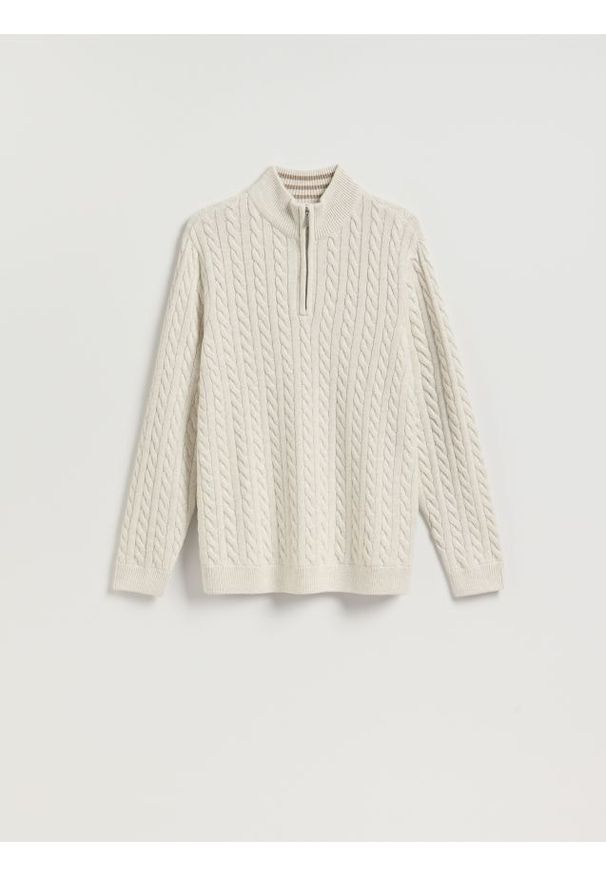 Reserved - Sweter z domieszką wełny - złamana biel. Materiał: wełna