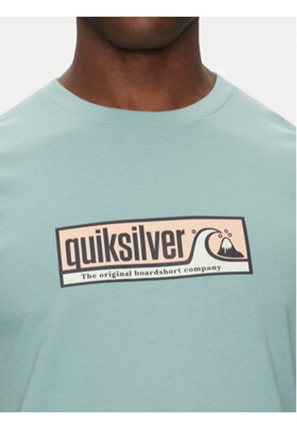 Quiksilver T-Shirt EQYZT08040 Turkusowy Regular Fit. Kolor: turkusowy. Materiał: bawełna