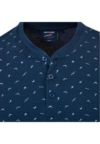 Męski T-Shirt, Dekolt z Guzikami - Pako Jeans - Granatowy, Drobny Wzór. Okazja: na co dzień. Kolor: niebieski. Materiał: bawełna. Styl: casual #4