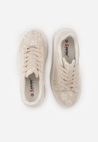 Born2be - Beżowe Sneakersy na Grubej Podeszwie Zdobione Koronką i Brokatem Relfi. Okazja: na spacer, na co dzień. Kolor: beżowy. Materiał: koronka. Wzór: aplikacja, koronka. Sport: turystyka piesza #9