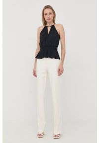 Marciano Guess spodnie damskie kolor beżowy proste medium waist. Okazja: na co dzień. Kolor: beżowy. Materiał: tkanina. Styl: casual #2