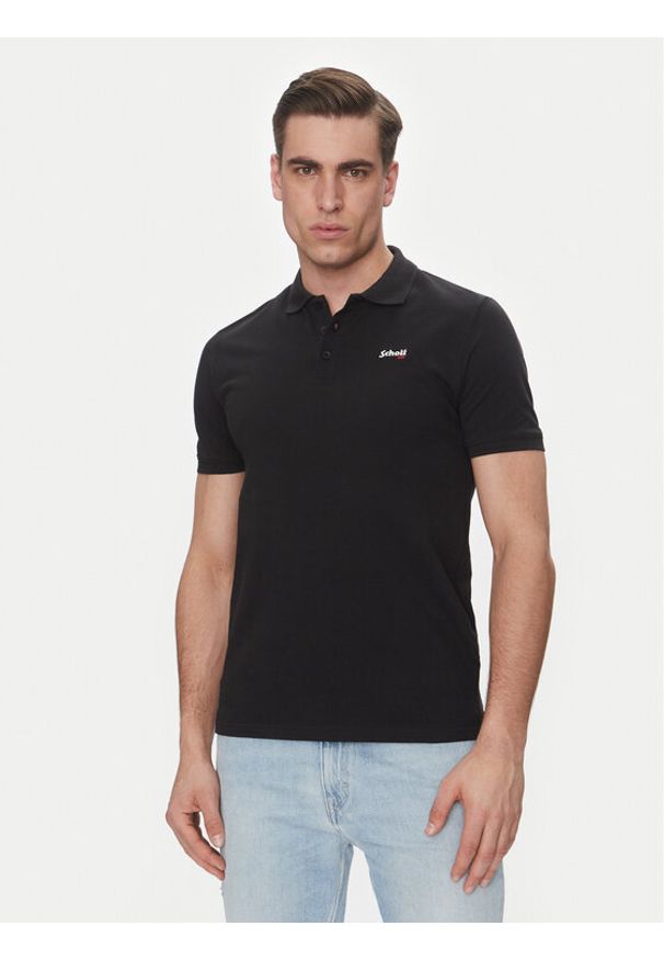 Schott NYC Polo PSCASUAL Czarny Regular Fit. Typ kołnierza: polo. Kolor: czarny. Materiał: bawełna
