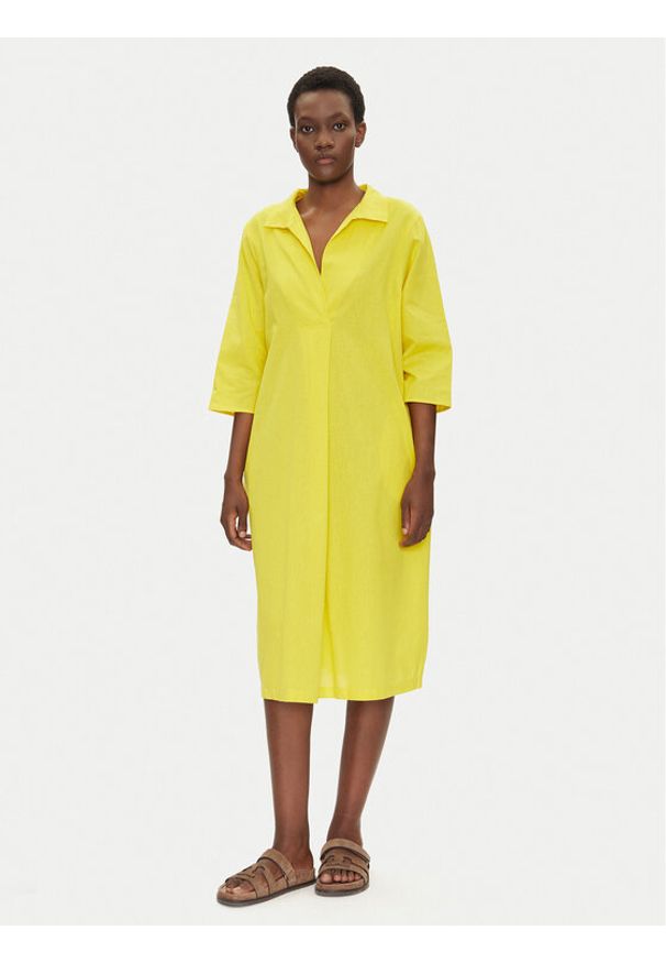 Iconique Sukienka letnia IC25-093 Żółty Regular Fit. Kolor: żółty. Materiał: bawełna. Sezon: lato