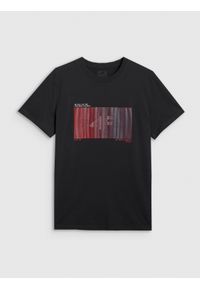 4f - 4F T-shirt regular z nadrukiem męski - czarny XXL. Okazja: na co dzień. Kolor: czarny. Materiał: tkanina, bawełna. Wzór: nadruk. Styl: casual