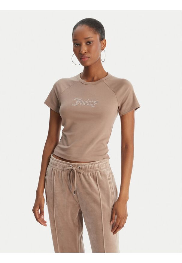 Juicy Couture T-Shirt Baby JCWCT126317 Beżowy Slim Fit. Kolor: beżowy