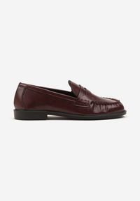 Renee - Bordowe Mokasyny Vices z Marszczeniem i Wkładką ze Skóry Naturalnej Mestia. Okazja: na co dzień. Kolor: czerwony. Materiał: skóra. Styl: klasyczny, casual, elegancki #4
