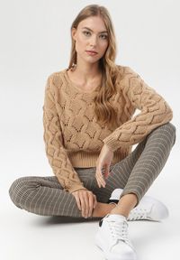 Born2be - Camelowy Sweter Zarinania #2