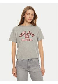 Guess Jeans T-Shirt W5RI43 K8HM0 Szary Regular Fit. Kolor: szary. Materiał: bawełna