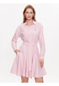 Polo Ralph Lauren Sukienka koszulowa 211915565001 Różowy Regular Fit. Typ kołnierza: polo. Kolor: różowy. Materiał: bawełna. Typ sukienki: koszulowe #1