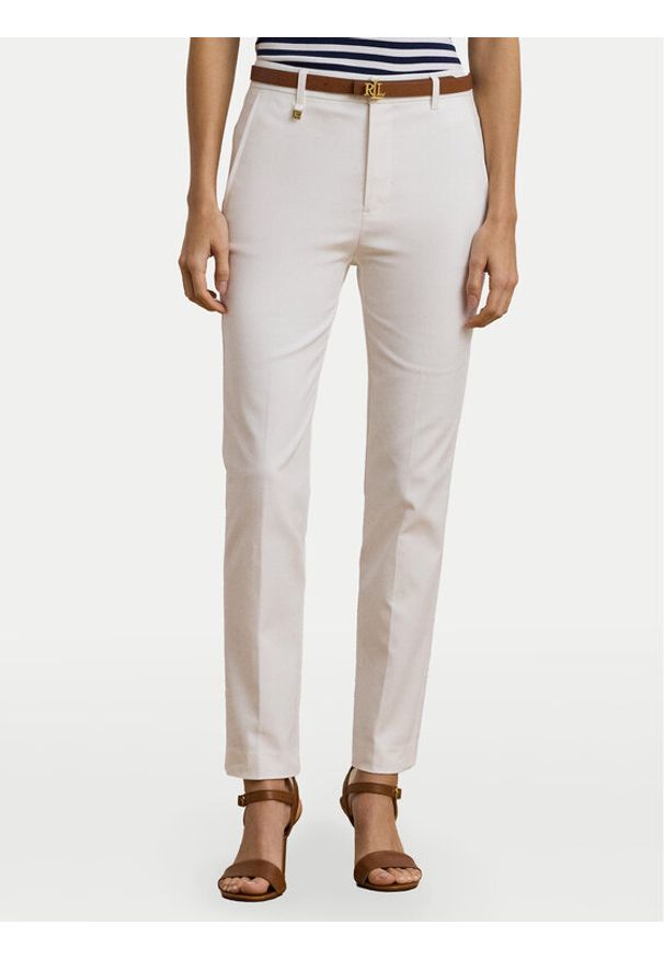 Lauren Ralph Lauren - LAUREN RALPH LAUREN Spodnie materiałowe 200811955005 Biały Skinny Fit. Kolor: biały. Materiał: bawełna