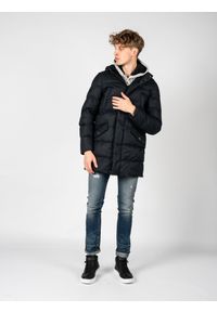 Geox Parka "Levico" | M2628P T2956 | Mężczyzna | Czarny, Granatowy. Okazja: na co dzień. Typ kołnierza: kaptur. Kolor: niebieski, wielokolorowy, czarny. Materiał: poliester. Wzór: nadruk, kratka. Styl: casual #1