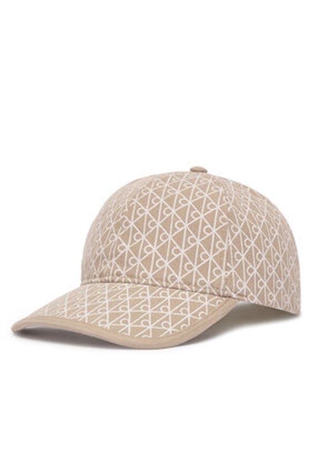 Calvin Klein Czapka z daszkiem Emblem Print W Leather Patch Cap LV04F5036G Beżowy. Kolor: beżowy. Materiał: bawełna. Wzór: nadruk